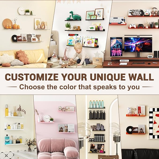 Qukaka Floating Shelves for Wall Decor, Living Room, Bathroom Decor, Nail - Image 7