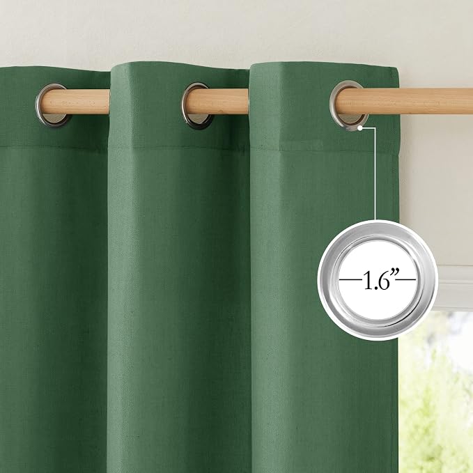 NICETOWN Thick Linen Blend Flax Window Curtains, Grommet Vertical Drapes - Image 2