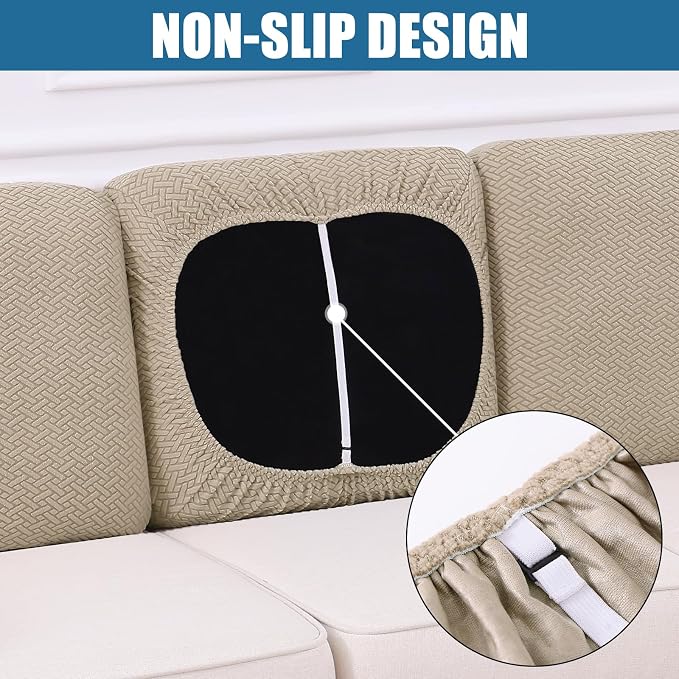 Smiry Waterproof Couch Cushion Covers, Stretch Jacquard Thick Sofa Cushion - Image 3