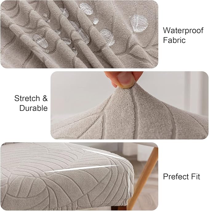 Genina Waterproof Chair Covers for Dining Room 6 Pack, Stretch Jacquard Dining - Image 3