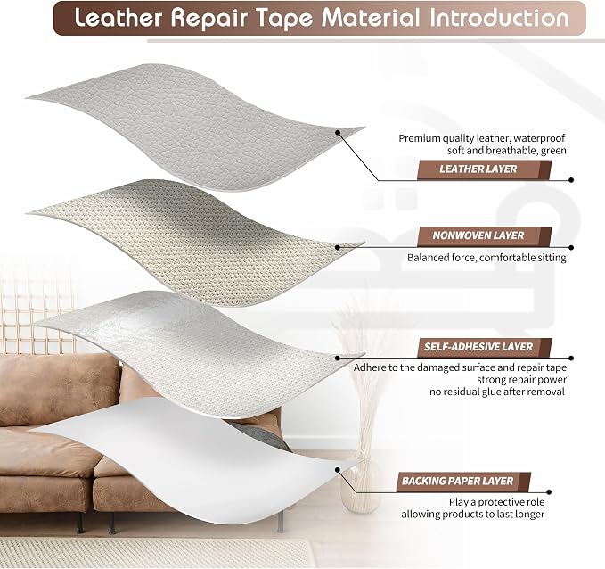 KING MOUNTAIN Leather Repair Patch, 4 x 63 Inches self Adhesive Leather Repair - Image 3