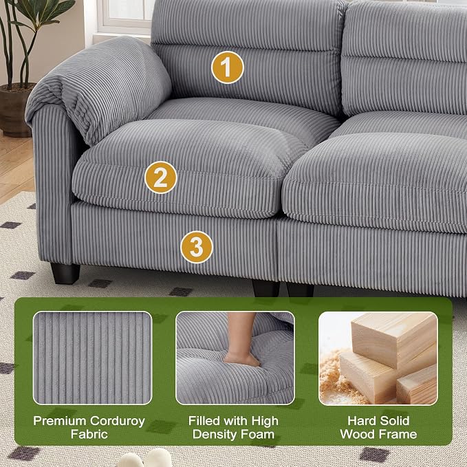 HAOMARKETS Corduroy 2-Seater Sofa, Upholstered Loveseat Couch - Image 4