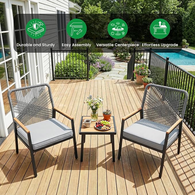 LIFERUN 3-Piece Patio Furniture Set, 2 Outdoor Rattan Chairs - Image 9