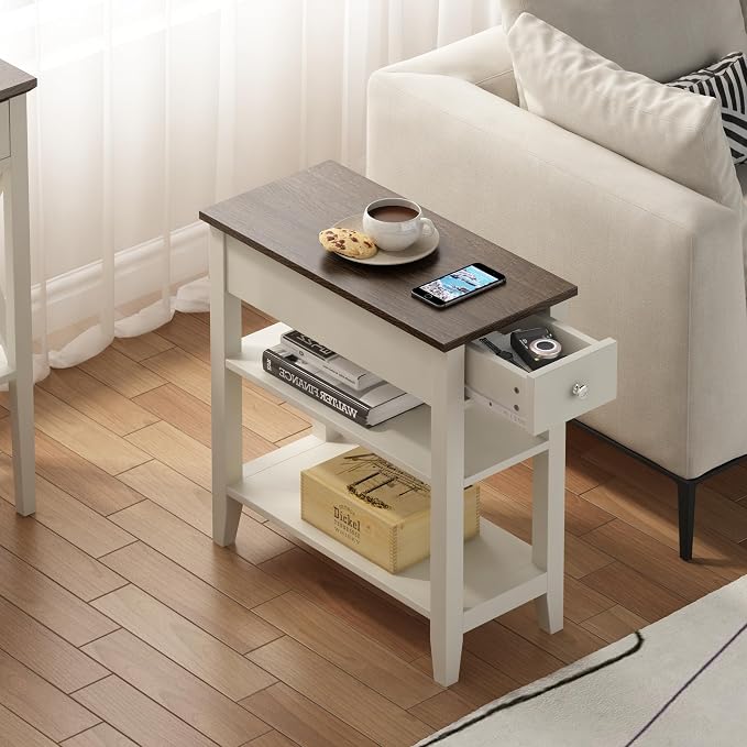 ChooChoo Side Table Living Room Set of 2, Narrow End Table - Image 5