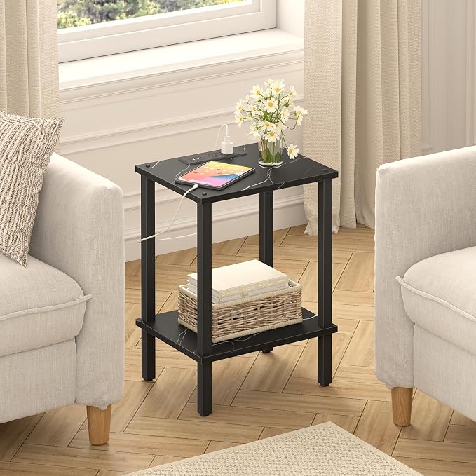 TUTOTAK End Table with Charging Station, Small Side Table, Nightstand Bedside - Image 5