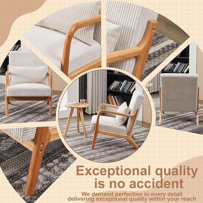 Beige Midcentury Modern Accent Chair - Image 7