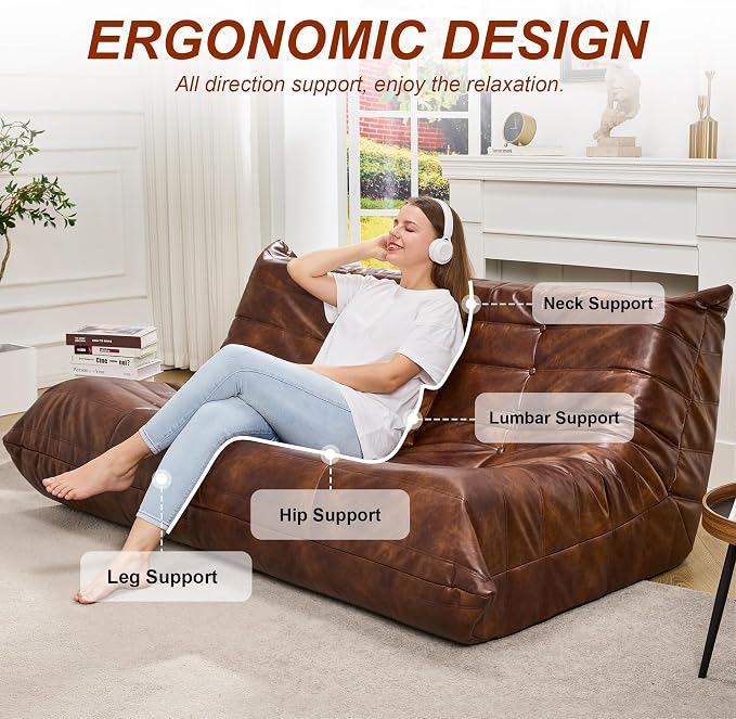 Hobestluk Bean Bag Chair Giant Bean Bag Sofa 3 Seater Bean Bag Chairs - Image 5