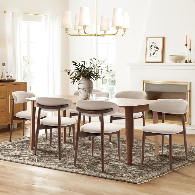 COLAMY Wooden Dining Chairs Set of 2, Modern Fabric Upholstered Kitchen Side - Image 8