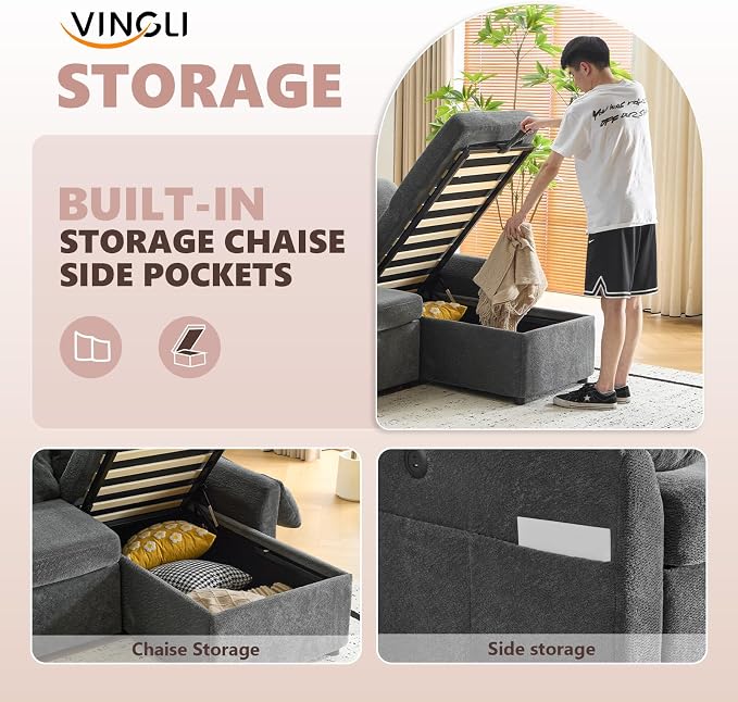 VINGLI Convertible Sofa Bed Couches - Image 5
