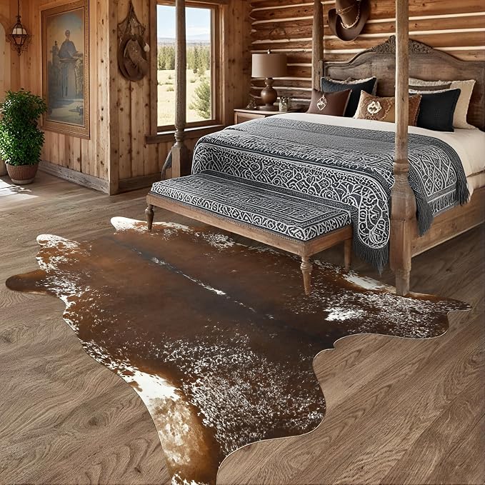 AROGAN Western Decor Faux Fur Cowhide Rug, 5.2x6.3 Feet Premium Animal Skin Cow - Image 7