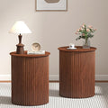 AVZEAR Small Round Side Table Fluted Night Stand Set of 2, 17.7" Mid Century by AVZEAR