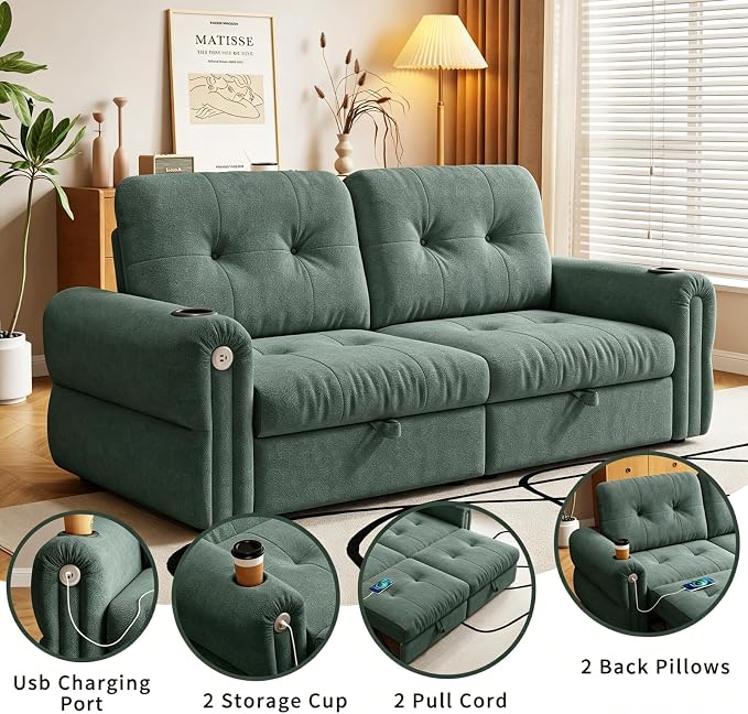 Convertible Couches, Queen Size Pull Out Sofa Bed - Image 4
