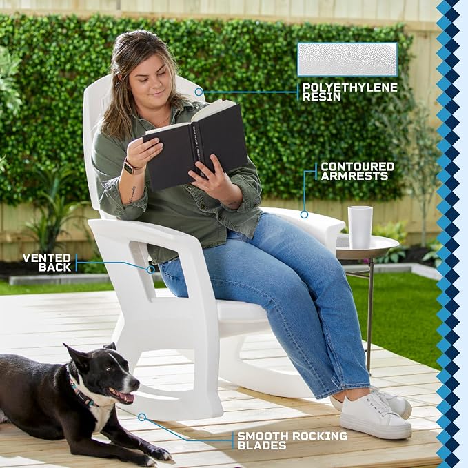 Semco Rockaway Heavy-Duty Outdoor Rocking Chair w/Low Maintenance All-Weather - Image 4