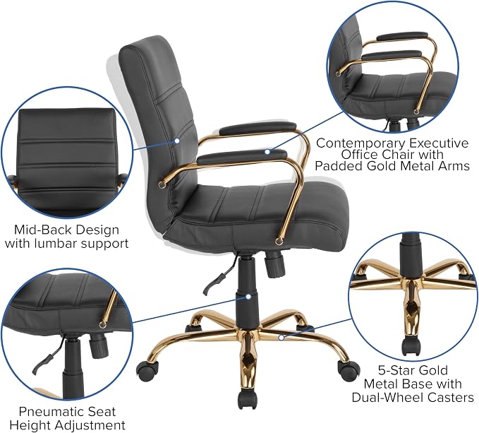 Flash Furniture Whitney Mid-Back Swivel LeatherSoft Desk Chair - Image 11
