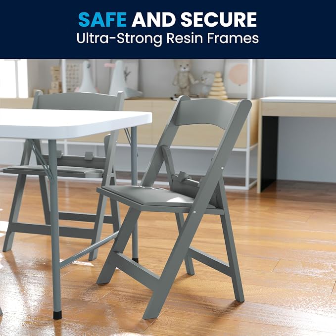 Flash Furniture Hercules Set of 10 Kids Gray Resin Folding Chair - Image 10