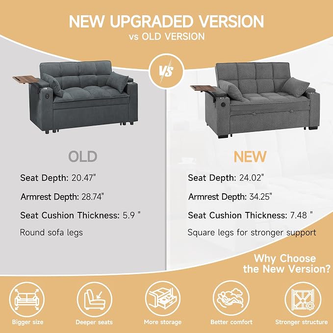 Auvsoce 65'' Chaise Lounge Chair Indoor, 3-in-1 Convertible Sofa Bed - Image 6
