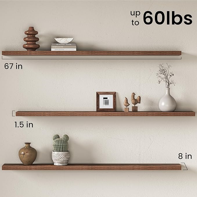 Fun Memories 67Inch Long Floating Shelves, 8 Inch Deep Shelves - Image 3