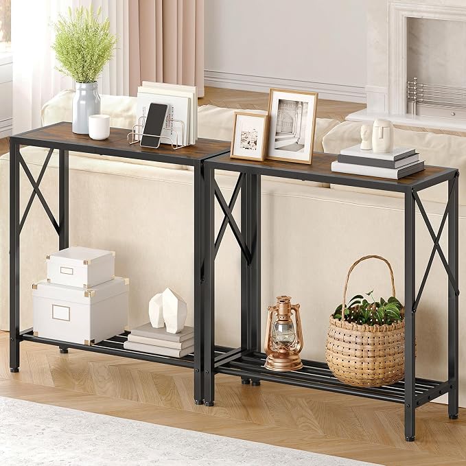 Tajsoon Console Table 28.3''L, 2 Tier Narrow Entryway Table - Image 2