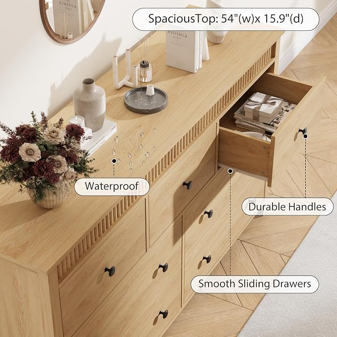 GarveeHome 7 Drawer Dresser for Bedroom, Modern Long Storage Dresser Organizer - Image 8