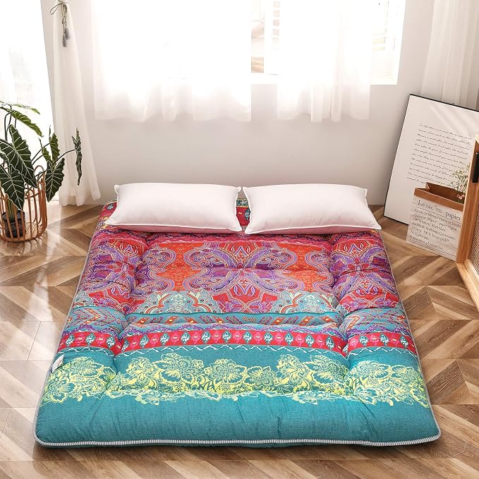 MAXYOYO Bohemian Retro Mattress Boho Floral Japanese Futon Mattress Tatami - Image 4