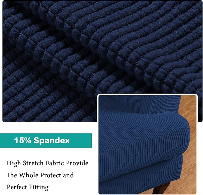 Turquoize Wingback Chair Covers 2 Piece Wing Chair Slipcover Stretch Slipcovers - Image 4