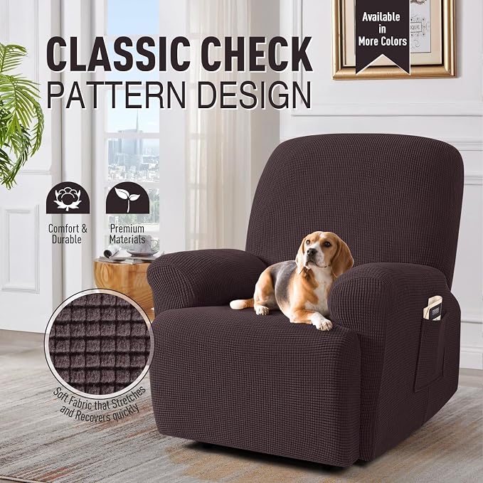 TAOCOCO Recliner Cover 4-Pieces, Recliner Stretch Sofa Slipcover, Recliner - Image 2