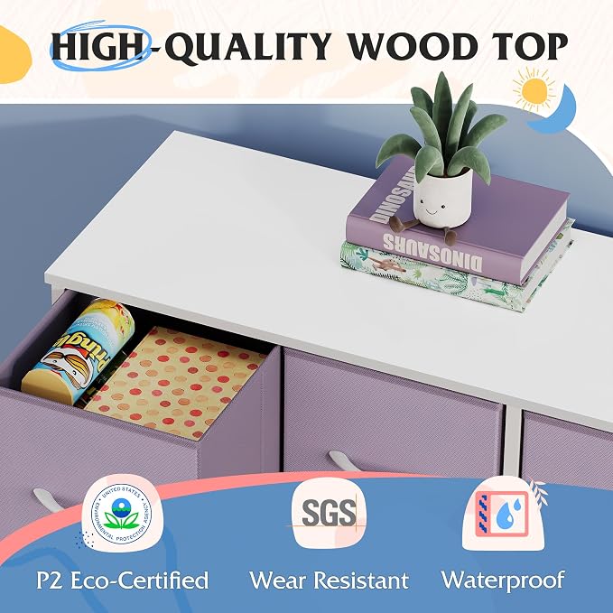 WLIVE Dresser for Bedroom with 8 Drawers, Wide Fabric Dresser for Storage and - Image 6