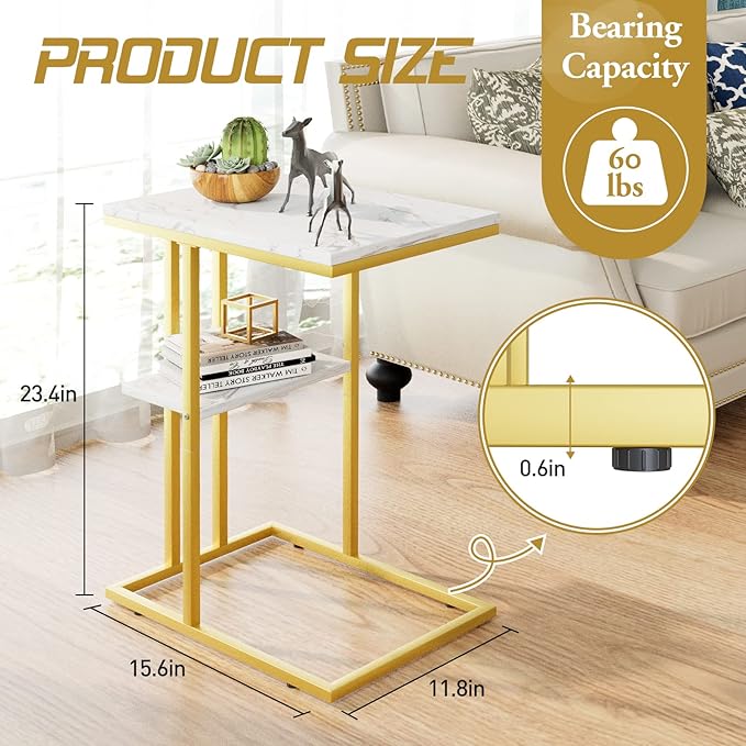 Easy Paws C Shaped End Table, Small Side Table - Image 3