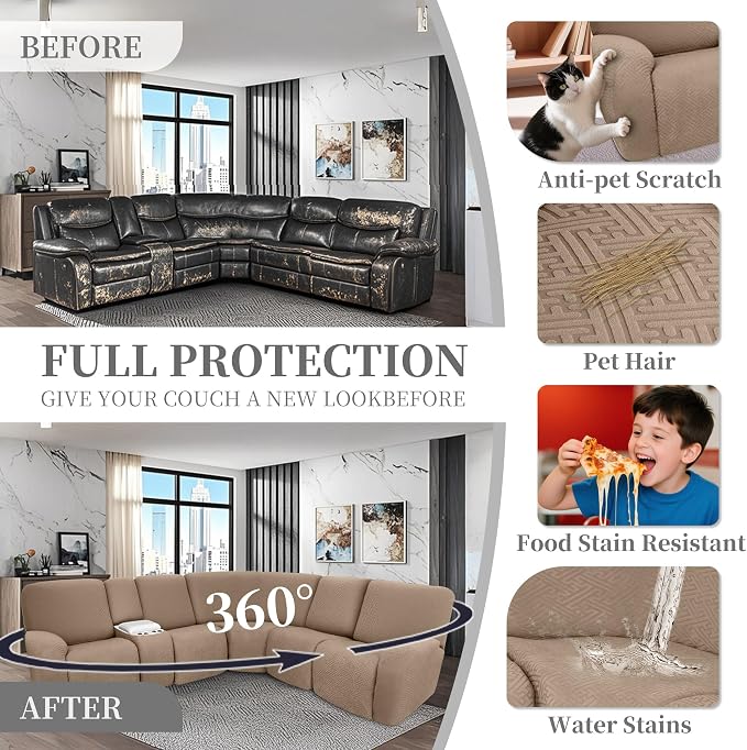 100% Waterproof Sectional Recliner Couch Covers - Image 6