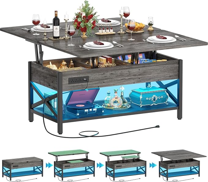 Aheaplus Coffee Table Lift Top Multi-Function Coffee Table Converts to Dining by Aheaplus
