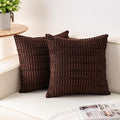 Pack of 2 Corduroy Decorative Throw Pillow Covers 26x26 InchSoft Striped Pillow by Unknown