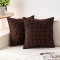 Pack of 2 Corduroy Decorative Throw Pillow Covers 18x18 InchSoft Boho Striped by Unknown