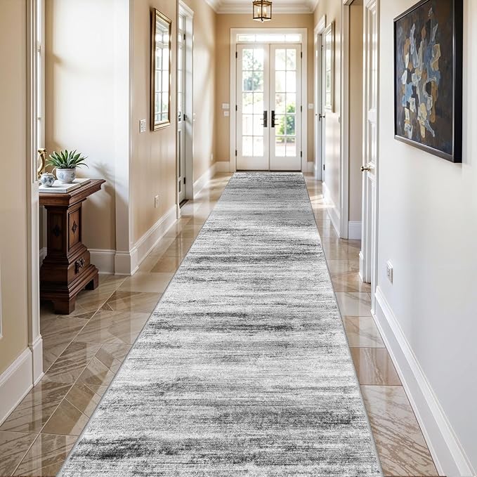 2'6''x10' Washable Runner Rugs for Hallway: Easy-to-Clean Abstract Runners for by WIEVEDENS
