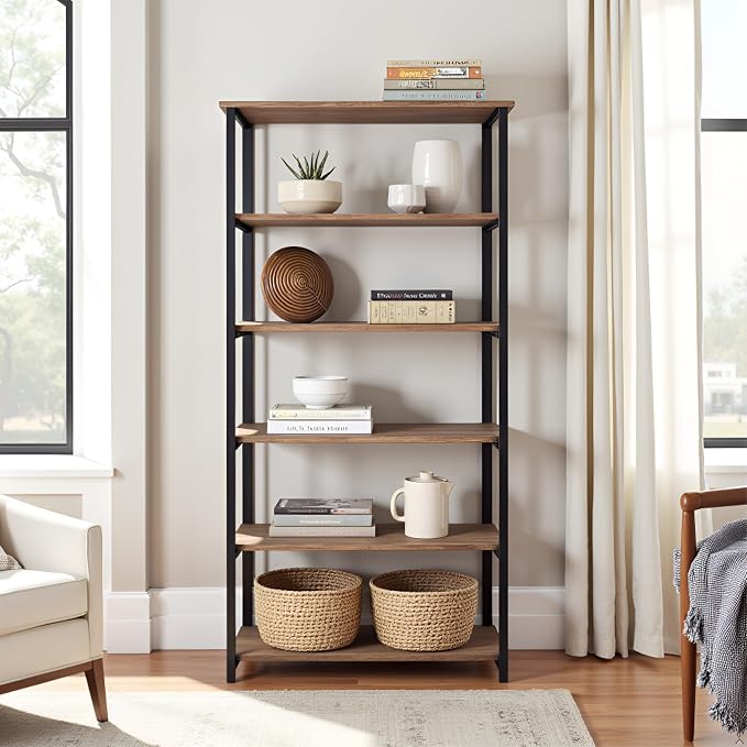 Alaterre Furniture Pomona Living Room 6-Tier Solid Wood Bookcase - Image 6