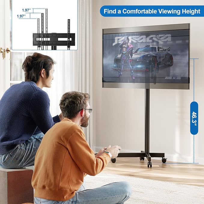 Mobile TV Cart Rolling TV Stand - Image 5