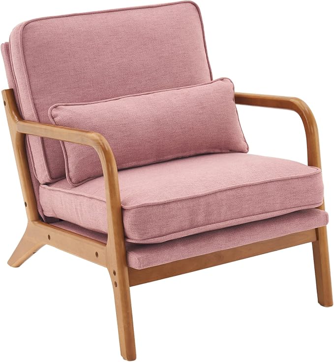 Bonnlo Pink Accent Chairs Set of 2, Upholstered Mid Century Modern Lounge - Image 9