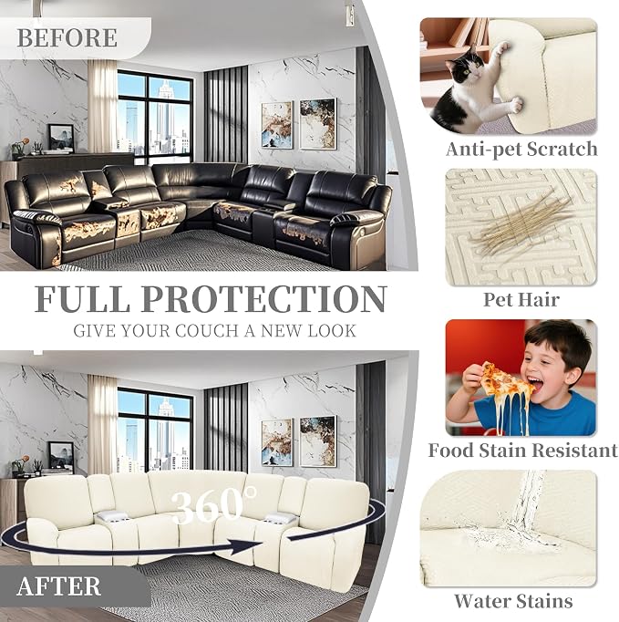 100% Waterproof Sectional Recliner Couch Covers - Image 5