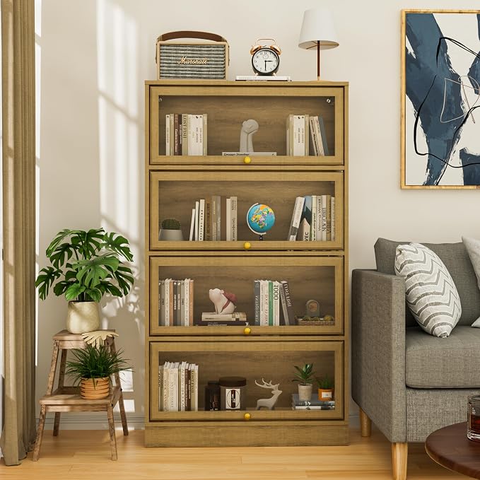 Display Cabinet with Acrylic Glass Doors, 4-Tiers Curio Cabinet with LED - Image 4