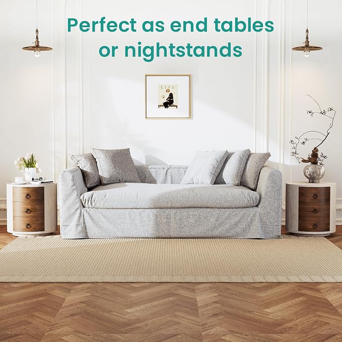 SUNBURY Round Night Stand Set of 2, Farmhouse Bedside Table, Farmhouse End Table - Image 5