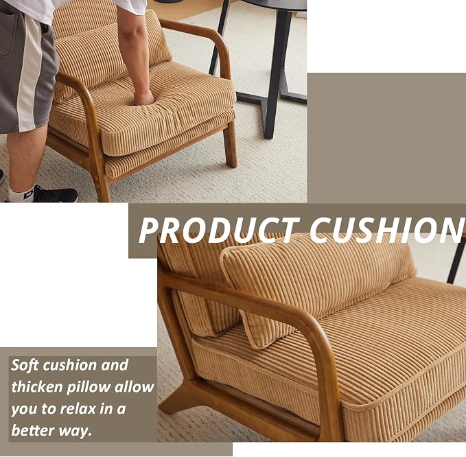 Karl home Mid-Century Modern Accent Chair, Living Room Chairs - Image 6