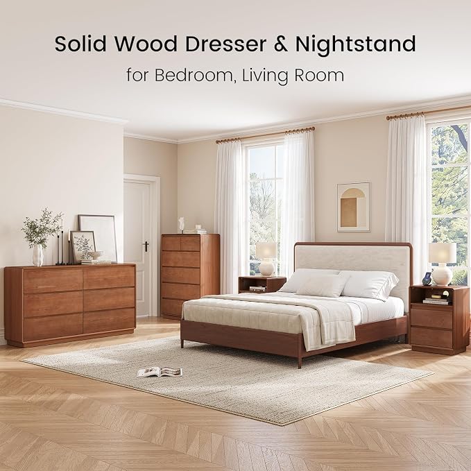 Solid Wood Dresser for Bedroom, Natural Solid Wood 6 Drawer Dresser, 55.2" Wide - Image 9