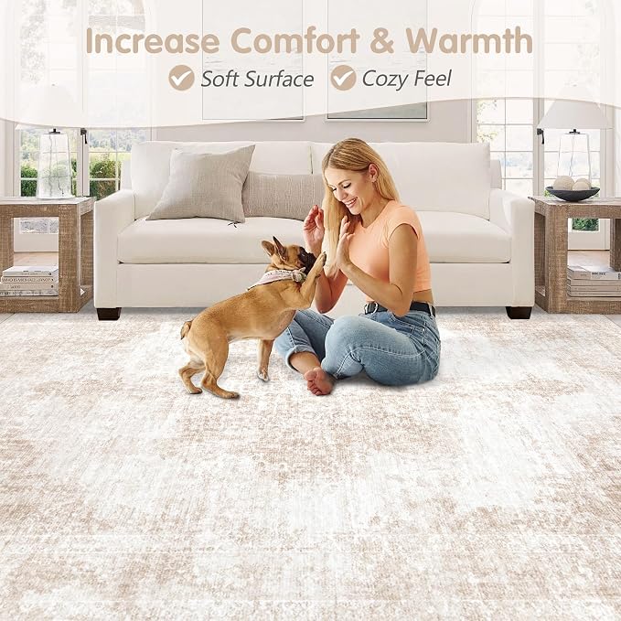 Area Rug 5x7 Vintage Rugs: Washable Living Room Rug Retro Medallion Distressed - Image 6