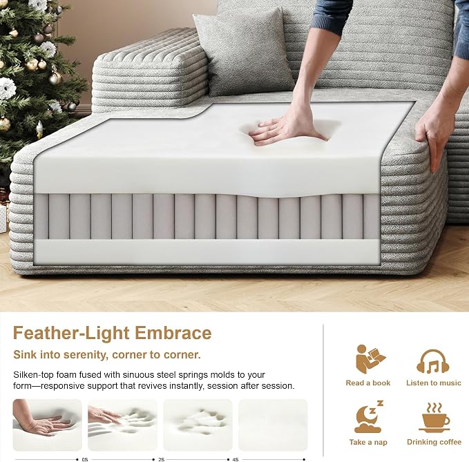 AUGOP 136" Sectional Couches for Living Room Modern Modular Sofa - Image 4