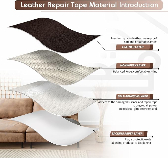 KING MOUNTAIN Leather Repair Patch, 12 x 60 Inches Self-Adhesive Repair Tape - Image 3