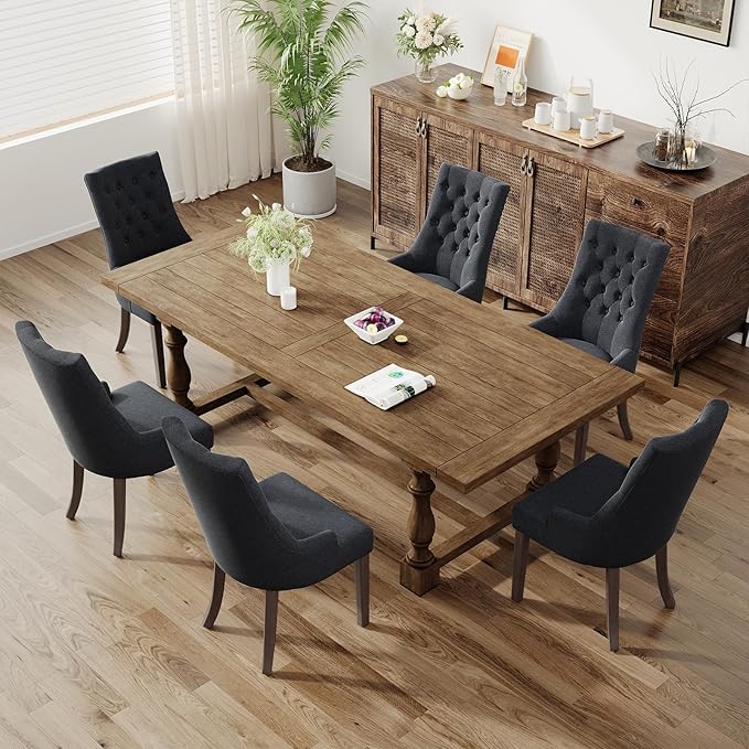 COLAMY Fabric Side Dining Chairs Set of 6, Wingback Upholstered Dining Room - Image 3