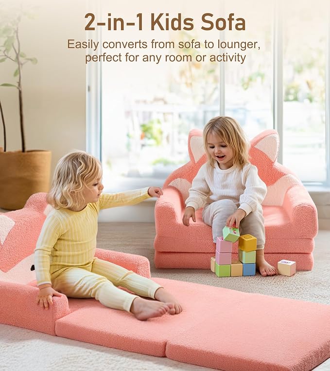 little dove Extra Wide Soft Toddler Couch Fold Out, Comfy Toddler Chair - Image 3
