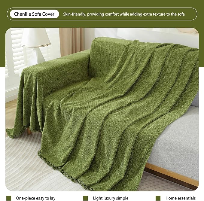DREAMINGO Sofa Covers Washable Chenille Couch Cover Blanket Modern Style Living - Image 5