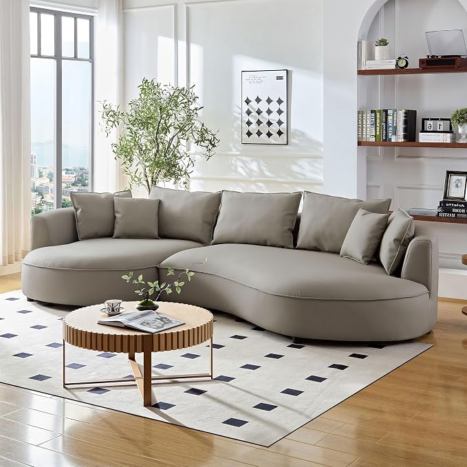 125'' Leather Curved Sofa Couch Sectional Sofa Couch - Image 4