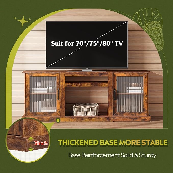 WLIVE Farmhouse TV Stand for 75 inch TV, Entertainment Center - Image 3