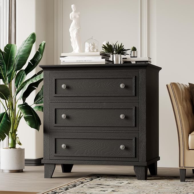 IDEALHOUSE 3 Drawer Dresser, Wooden Storage Chest of Drawers - Image 5